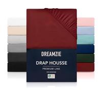 Dreamzie Drap Housse 200x200 cmpour Matelas Épais jusqu'à 33 cm - 100% Polyester Microfibre - Bordeaux Certifié sans Produits Chimiques (Oeko TEX), Drap Housse avec Élastique Complet