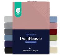 Dreamzie - Drap Housse - 200x200cm - 100% Coton Peigné - Jersey Premium | Rose · Bonnet 27cm · Élastique solide · Ajustement parfait · Lavable à 60°C · Oeko Tex · Super King Size / Lit XXL