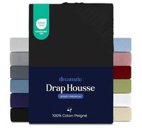 Dreamzie Drap Housse 70x160 cm, Jersey 100% Coton Premium, Hauteur De Matelas Jusqu'à 12, Hypoallergénique, Oeko-Tex, Noir