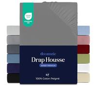 Dreamzie Drap Housse 70x160 cm, Jersey 100% Coton Premium, Hauteur De Matelas Jusqu'à 12, Hypoallergénique, Oeko-Tex, Anthracite