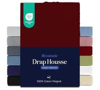 Dreamzie Drap Housse 70x190/200 cm, Jersey 100% Coton Premium, Hauteur De Matelas Jusqu'à 12 cm, Hypoallergénique, Oeko-Tex, Bordeaux
