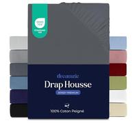 Dreamzie Drap Housse 70x190/200 cm, Jersey 100% Coton Premium, Hauteur De Matelas Jusqu'à 12, Hypoallergénique, Oeko-Tex, Gris Foncé