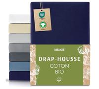 Dreamzie Drap Housse 80x160 cm, Jersey 100% Coton Bio, Hauteur De Matelas Jusqu'à 12 cm, Hypoallergénique, Oeko-Tex, Bleu foncé