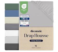 Dreamzie Drap Housse 80x160 Coton, Jersey Extensible, Bonnet 15 cm, Adapté aux Matelas Jusqu’à 12 cm, Certifié Oeko-Tex, Hypoallergénique - Gris