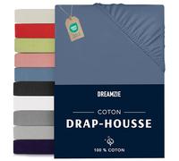 Dreamzie - Drap Housse 80x190/200-100% Jersey Coton Certifié Oeko Tex - Bleu - Drap Housse 80x190/200 Coton