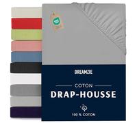 Dreamzie - Drap Housse 80x190/200-100% Jersey Coton Certifié Oeko Tex - Gris - Drap Housse 80x190/200 Coton