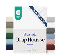 Dreamzie Drap Housse 80x190/200 Bonnet 35 cm pour Matelas Épais - 100% Microfibre - Blanc cassé, Certifié sans Produits Chimiques (Oeko TEX), Drap Housse avec Élastique Complet