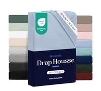 Dreamzie - Drap Housse 80x200 Enfant Bonnet 35 cm | Microfibre Ultra Douce - Matelas Épais - Oeko-Tex | Confort, Respirabilité, Entretien Facile - Bleu