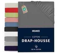 Dreamzie - Drap Housse 90x190/200-100% Jersey Coton Certifié Oeko Tex - Anthracite - Drap Housse 90x190/200 Coton