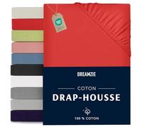 Dreamzie - Drap Housse 90x190/200-100% Jersey Coton Certifié Oeko Tex - Rouge - Drap Housse 90x190/200 Coton