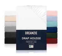 Dreamzie Drap Housse 90x200 cmpour Matelas Épais jusqu'à 33 cm - 100% Polyester Microfibre - Blanc Certifié sans Produits Chimiques (Oeko TEX), Drap Housse avec Élastique Complet