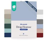 Dreamzie Drap Housse 90x200 Bonnet 35 cm pour Matelas Épais - 100% Microfibre - Bleu, Certifié sans Produits Chimiques (Oeko TEX), Drap Housse avec Élastique Complet