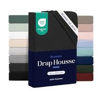 Dreamzie - Drap Housse 90x200 Enfant Bonnet 35 cm | Microfibre Ultra Douce - Matelas Épais - Oeko-Tex | Confort, Respirabilité, Entretien Facile - Noir