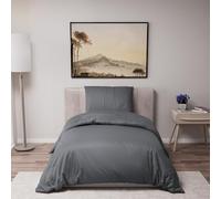 Dreamzie - Housse de Couette 135x200 avec 1 Taie Oreiller 80x80 - Parure de Lit 2 pièces en Microfibre Douce Anthracite - Certifiée Oeko-Tex