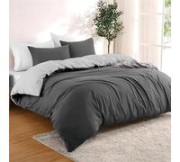 Dreamzie - Housse de Couette 200x200 cm avec 2 Taie Oreillers 50x70 cm - Gris Foncé/Gris Clair - Parure de Lit 200x200 en 100% Microfibre - 3 Pièces - Certifié sans Produits Chimiques (Oeko TEX)