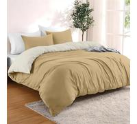 Dreamzie - Housse de Couette 200x220 avec 2 Taies Oreiller 80x80 cm | Parure de Lit 140x200 · Reversible · Beige/Sable · Microfibre Ultra Douce · Fermeture Éclair · OEKO-TEX · Légère