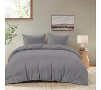 Dreamzie - Housse de Couette 220x240 avec 2 Taies Oreiller 65x65 - Parure de Lit Adulte 3 pièces en Microfibre Douce Anthracite - Certifiée Oeko-Tex