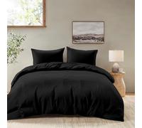 Dreamzie - Housse de Couette 220x240 avec 2 Taies Oreiller 65x65 - Parure de Lit Adulte 3 pièces en Microfibre Douce Noire - Certifiée Oeko-Tex