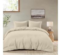 Dreamzie - Housse de Couette 220x240 avec 2 Taies Oreiller 80x80 - Parure de Lit Adulte 3 pièces en Microfibre Douce Beige - Certifiée Oeko-Tex