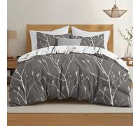 Dreamzie Housse de Couette 220x240 cm avec 2 Taies d'oreiller 65x65 cm, Motif Abstrait Gris Blanc, Parure de Lit 220x240 Adulte avec Fermeture Éclair, Linge de Lit 2 Personnes, Oeko TEX