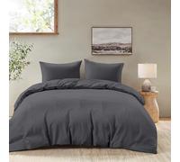Dreamzie - Housse de Couette 240x220 cm avec 2 Taie Oreiller 50x70 cm - Gris Foncé - Parure de Lit 240x220 Adulte en 100% Microfibre - Certifié sans Produits Chimiques (Oeko TEX)