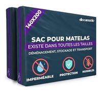 Dreamzie Housse Protection Matelas en Plastique Opaque - Sac de Demenagement, Stockage et Transport avec Fermeture Éclair (Épaisseur 30cm), Résistant, Housse Matelas 140 x 190/200 cm, Lot de 2