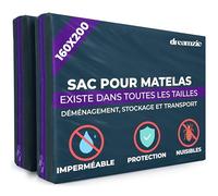 Dreamzie Housse Protection Matelas en Plastique Opaque, Sac de Demenagement, Stockage et Transport avec Fermeture Éclair (Épaisseur 30cm), Résistant aux Déchirures, Housse Matelas 160x200cm, Lot de 2