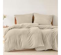 Dreamzie - Lot de 2 Housses de Couette 135x200 avec 2 Taies Oreiller 80x80 - Parure de Lit 4 pièces en Microfibre Douce Beige - Certifiée Oeko-Tex