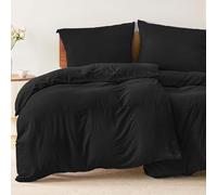 Dreamzie - Lot de 2 Housses de Couette 135x200 avec 2 Taies Oreiller 80x80 - Parure de Lit 4 pièces en Microfibre Douce Noire - Certifiée Oeko-Tex