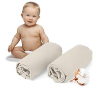 Dreamzie - Lots de 2 Draps Housse Enfant Beige - 100% Coton - Oeko Tex - Drap Housse 70x140 et Drap Housse 60x120 pour lit Bebe