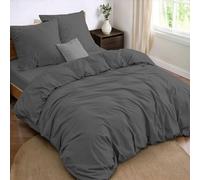 Dreamzie - Parure de Lit 140x190-4 Pièces - Grise - Microfibre Douce | Housse de Couette 220x240 · 2 Taies Oreiller 65x65 · Drap Housse 140x190 · OEKO-TEX · Linge de Lit Adulte · Infroissable