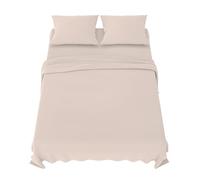 Dreamzie Parure de Lit 150x200 cm - Linge de Lit 4 Pièces en Microfibre Doux - Drap Housse 150x200 - Drap Plat 2 Personnes 230x270-2 Taies Oreiller 65x65 - Certifié Oeko Tex - Beige