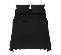 Dreamzie Parure de Lit 160x200 cm - 4 Pièces en Microfibre - Drap Housse 160x200 cm - Drap Plat 2 Personnes 240x280 cm - 2 Taie Oreiller 50x80 - Certifié Oeko Tex - Noir