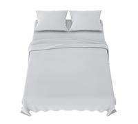 Dreamzie Parure de Lit 180x200 cm - 4 Pièces en Microfibre - Drap Housse 180x200 cm - Drap Plat 2 Personnes 270x290 cm - 2 Taie Oreiller 50x80 - Certifié Oeko Tex - Gris Clair