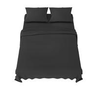 Dreamzie Parure de Lit 180x200 cm - Linge de Lit 4 Pièces en Microfibre Doux - Drap Housse 180x200 - Drap Plat 2 Personnes 270x290-2 Taies Oreiller 65x65 - Certifié Oeko Tex - Gris Foncé