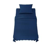Dreamzie Parure de Lit 90x190 cm - 3 Pièces en Microfibre - Drap Housse 90x190 cm - Drap Plat 1 Personne 70x260 cm - 1 Taie Oreiller 50x80 - Certifié Oeko Tex - Bleu Foncé