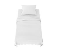 Dreamzie Parure de Lit 90x190 cm - 3 Pièces en Microfibre - Drap Housse 90x190 cm - Drap Plat 1 Personne 70x260 cm - 1 Taie Oreiller 50x80 - Certifié Oeko Tex - Blanc
