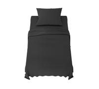 Dreamzie Parure de Lit 90x190 cm - Linge de Lit 3 Pièces en Microfibre Doux - Drap Housse 90x190 - Drap Plat 1 Personne 70x260-1 Taie Oreiller 65x65 - Certifié Oeko Tex - Gris Foncé