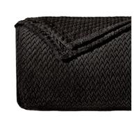 Dreamzie Plaid Canape à Motif Chevron et Toucher Doux 220 x 270 cm - Noir - Plaid Canapė en Microfibre 100% Polyester 260gsm, Couverture Polair