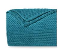 Dreamzie Plaid Canape à Motif Chevron et Toucher Doux 220 x 270 cm - Turquoise - Plaid Canapė en Microfibre 100% Polyester 260gsm, Couverture Polair