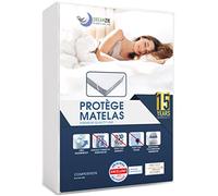 Protege Matelas 200x200 cm Imperméable Made in Europe et Oeko TEX par Dreamzie - Alese 200x200 en Coton Respirant avec 4 Coins Elastiques