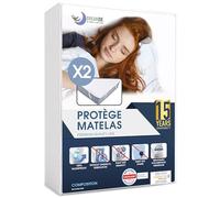 Dreamzie Protege Matelas 90x190 Impermeable (Lot de 2) Certifié Oeko TEX - Alèse en Coton Respirant avec 4 Coins Elastiques