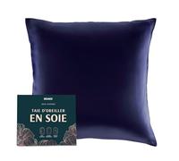 DREAMZIE Taie d Oreiller en Soie - 100% Soie Naturelle de mûrier - pour Les Cheveux et la Peau - 19 mm de Soie des Deux côtés - 1 unité - Bleu Foncé - 60x60 cm