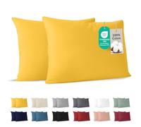 Dreamzie - Taie d'oreiller 50 x 70 cm - Lot de 2-100% Coton - Jaune | Certifié Oeko-Tex · Fermeture Éclair sans tirette · Jersey · Respirant et Hypoallergénique · 150 g/m² · Lavable · Doux