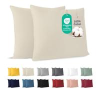 Dreamzie - Taie d'oreiller 65x65 cm - Lot de 2-100% Coton - Beige