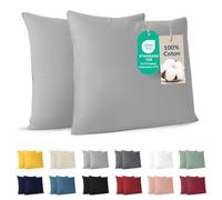 Dreamzie - Taie d'oreiller 65x65 cm - Lot de 2-100% Coton - Gris