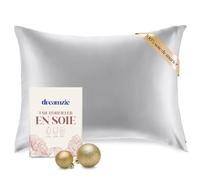 Dreamzie - Taie d'oreiller Soie 40x60cm - 100% Soie Naturelle -Gris Argenté | Certifié Oeko-Tex · Fermeture éclair · 19 Momme · Bienfaits Cheveux et Peau Anti-Âge · Soie de Mûrier · Respirant · Lavable