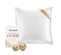 Dreamzie - Taie d'oreiller Soie 80x80cm - 100% Soie Naturelle - Blanc | Certifié Oeko-Tex · Fermeture éclair · 19 Momme · Bienfaits Cheveux et Peau Anti-Âge · Soie de Mûrier · Respirant · Lavable
