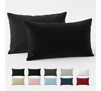 Dreamzie Taie Oreiller 30x50 Coton Renforcé (Set de 2) - Noir - Tissage serré de 57 Fils/cm² - Taie Oreiller 30 x 50 cm - Certifié Oeko Tex