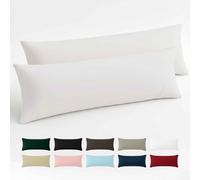 Dreamzie Taie Oreiller 40x145 Coton Renforcé (Set de 2) - Blanc - Tissage serré de 57 Fils/cm² - Taie Oreiller 40 x 145 cm - Certifié Oeko Tex